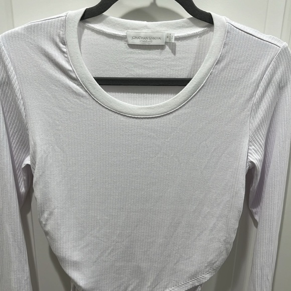 Jonathan Simkhai Standard Long Sleeve Ribbed Suzy Shaping Wrap Top Sz M - Picture 3 of 10